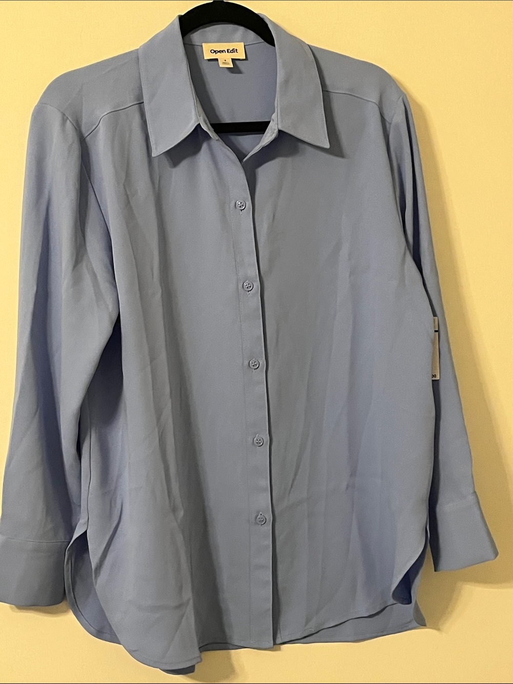 Open Edit Women's Light Blue Button-Down Blouse